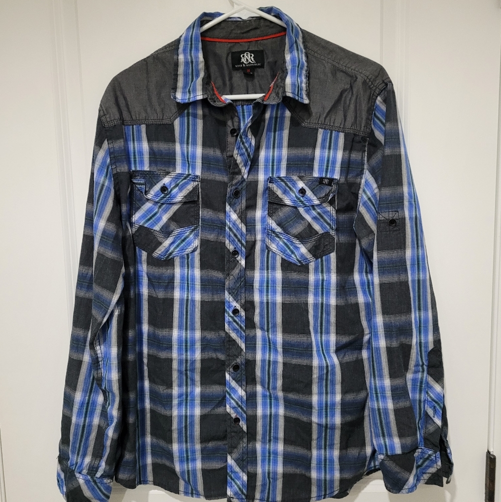 Rock & Republic Mens Long Sleeve Button Up Shirt